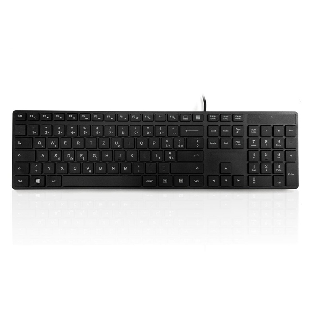 Accuratus 301 - Usb Full Size Super Slim Multimedia Keyboard With Square Modern Keys In - Polish Layout Black 5060055467802