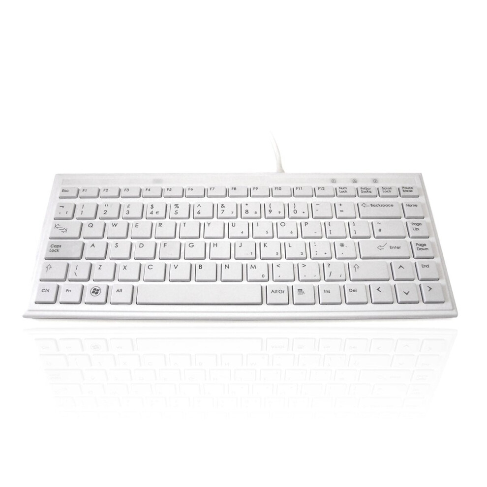 Accuratus 395 White - USB Super Slim Mini Keyboard with Square Modern Keys in Pure White