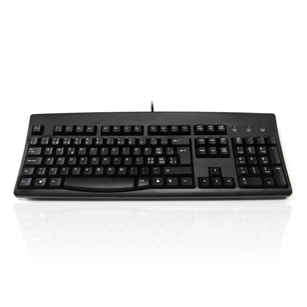 (Swiss) Accuratus 260 - Ps/2 Full Size Professional Keyboard With Contoured Full Height Touch Typing Keys & Patented One Touch Euro Key 5060055464108