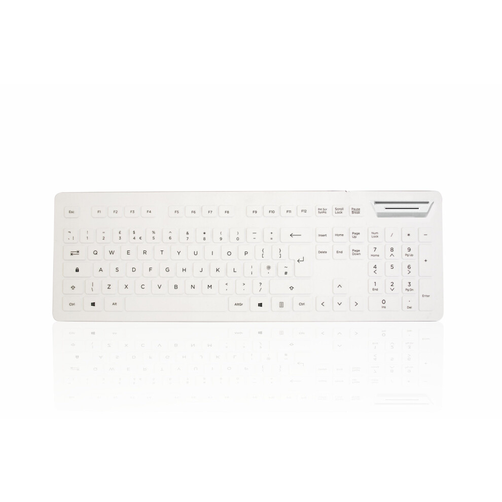Accuratus Accumed 104V2 - Usb 105 Key Sealed Ip68 Smart Card Reader Medical Keyboard - White 5060756091054