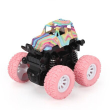 (Pink) Hot Mini Inertial Off-Road Cars Four Wheel Drive Plastic Car Toys for Kids Gift
