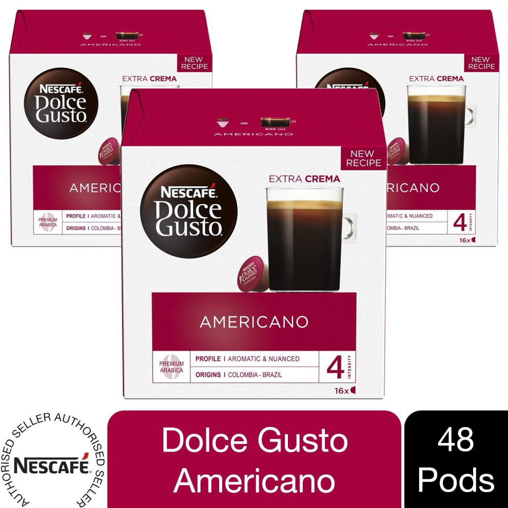 Nescafe Dolce Gusto Coffee Pods 3x Boxes / 48 Caps Cafe Americano