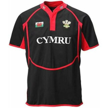 (Black, L) New Men'S 'New Cooldry' Wales Welsh Feathers/Dragon Collared Rugby T Shirt