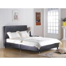 (Fusion PU 4FT Bed Black) Fusion Black PU Bed Frame Sprung Slate Base