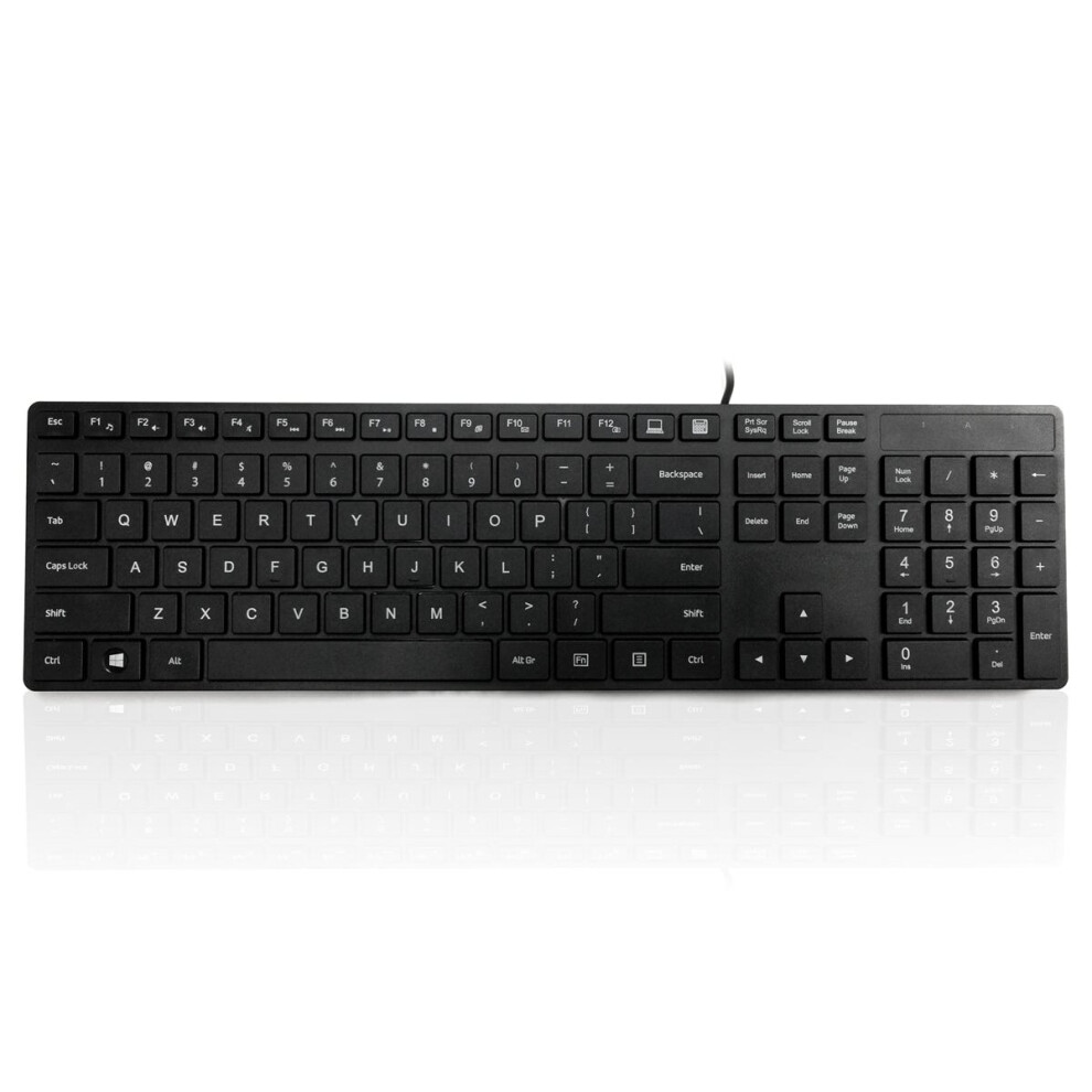 Accuratus 301 - Usb Full Size Super Slim Multimedia Keyboard With Square Modern Keys In - Us English Layout Black 5060055467833