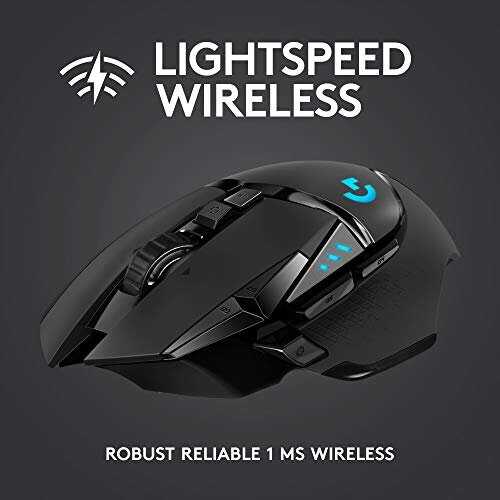 Logitech Logitech G502 LIGHTSPEED Wireless Gaming Mouse, HERO 25K Sensor, 25,600 DPI, RGB, Adjustable Weights, 11 Programmable Buttons, Long Battery 2