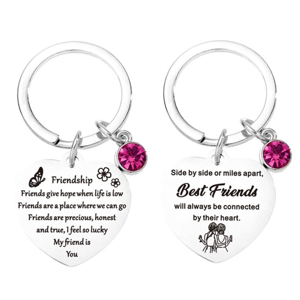 (Set of 2) Friendship Heart Charm Keyring