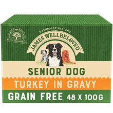 James Wellbeloved Senior Dog Wet Food Pouches, Grain Free Turkey in Gravy 48 x 100g