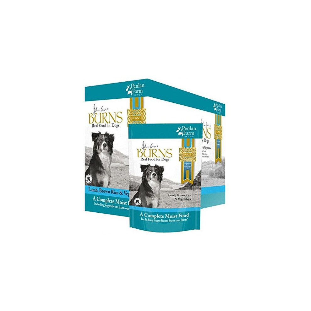 Burns 12 X 400G Penlan Farm Complete Lamb Rice & Veg Wet Dog Food Pouch Brown