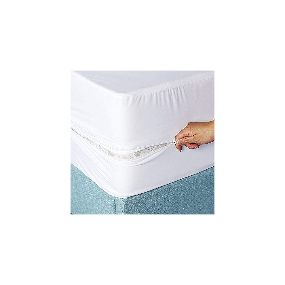 XUANYIJIE Zipped Waterproof Mattress Protector Double Bed Fitted Waterproof Mattress Cover Zip Up Encasement All Round Protection 30cm Deep Fitte