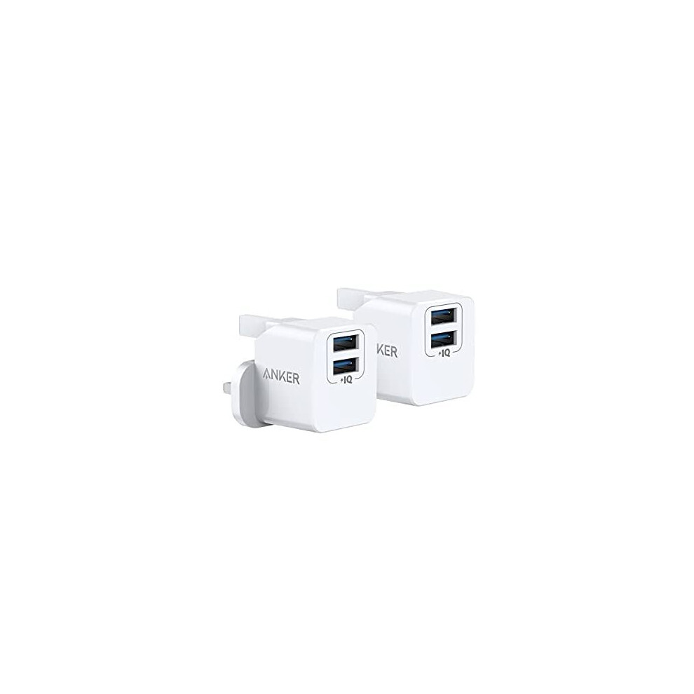 Anker USB Plug Charger, 2-Pack Dual Port 12W Wall Charger, PowerPort mini for iPhone XS/X / 8/8 Plus / 7 / 6S / 6S Plus, iPad, Galaxy Note 5 / No