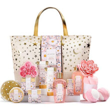 Cadeaubaskets voor Vrouwen - Luxetique Spa Giftset, 15 pcs Daisy Spa Cadeauset met Badschuim, Bodybutter, Handcrème en Tas, Verjaardagscadeaus