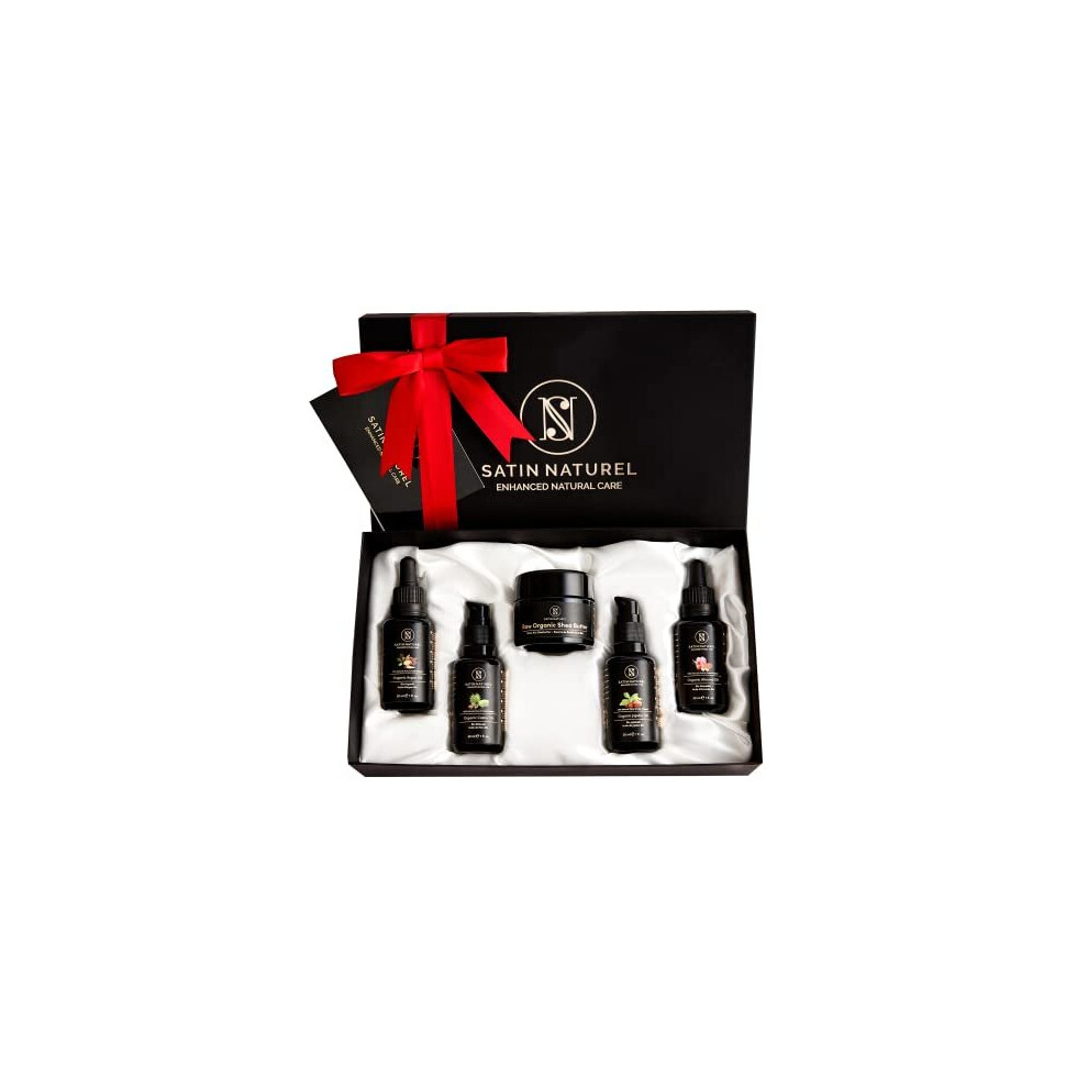 Satinnaturel Organic Body Care Set 5X30ml - Valentines Gifts For Her - Birthday Gifts For Her With Shea Butter, Argan Oil, Jojoba Oil, Almond Oil, Castor Oil