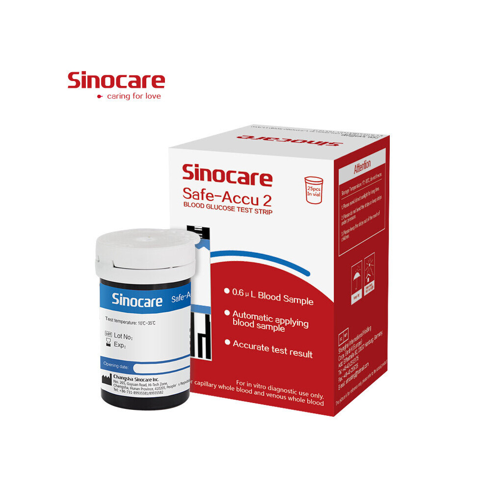 Sinocare (50Pcs Safe Accu2 Strips & Lancets) Safe Accu2 Blood Glucose 50/100Pcs Test Strips Kit