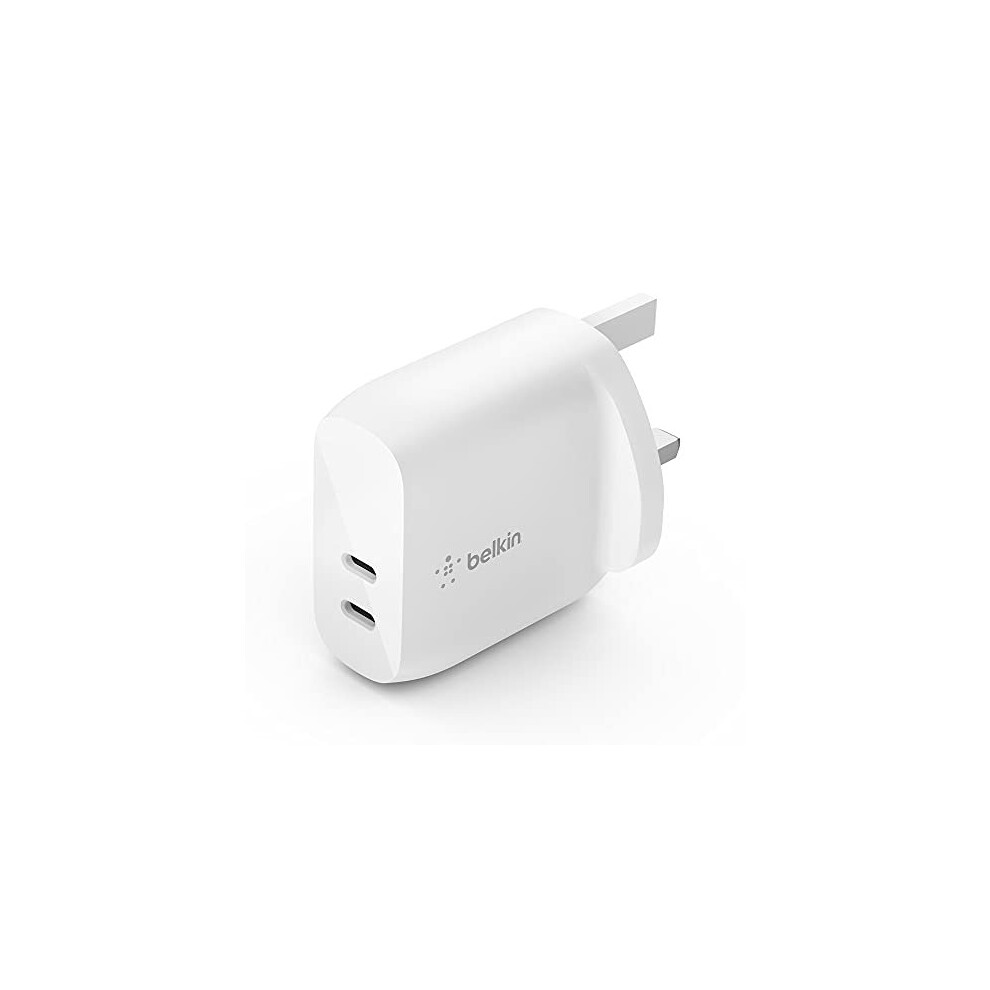 Belkin 40W Usb Type C Pd Wall Charger (Dual Usb-C Ports For 20W Per Port Fast Power Delivery Enabled Charging For Iphone 13, 13 Pro, 13 Pro Max,