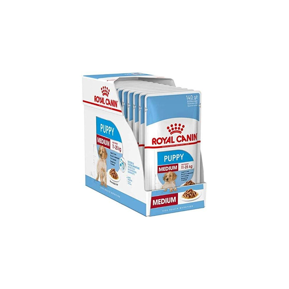 Royal Canin Medium Puppy Junior Wet Dog Food 40 Packs Of 140g Each For Puppies And Young Dogs Of Medium Breeds 11-25kg Up To The Age Of 12 Months