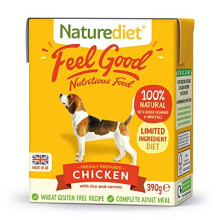Naturediet - Feel Good Wet Dog Food, Natural and Nutritionally Balanced, Chicken, 390g (Pack of 18)