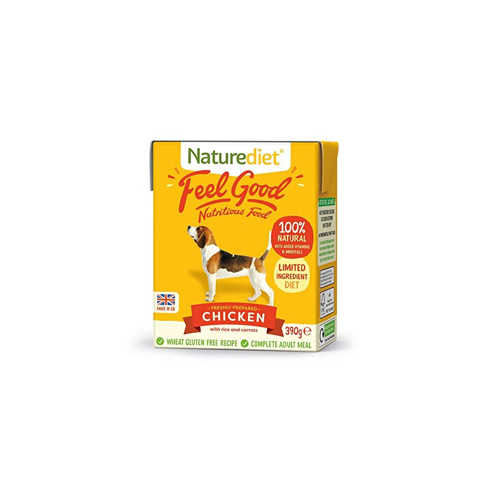 Naturediet - Feel Good Wet Dog Food, Natural and Nutritionally Balanced, Chicken, 390g (Pack of 18)