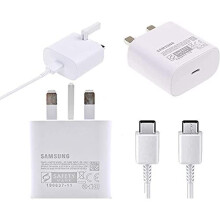 Genuine Samsung 25W Super Fast Adaptive Mains Plug/Wall Charger & Type C Cable For Galaxy S10, Note10, Note20, S20, S21 5G & Also includes MOBACE