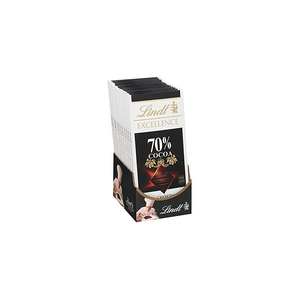 Lindt Excellence Bar, 70% Cocoa Smooth Dark Chocolate, Gluten Free, Great For Holiday Gifting, 3.5 Ounce (Pack Of 12)