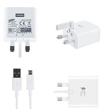 Genuine Samsung Galaxy Fast Adaptive UK Mains Wall Charger Plug & 1.5m Fast Charging USB Data Sync Cable For Samsung Galaxy S6, S6 Edge, S7, S7 E