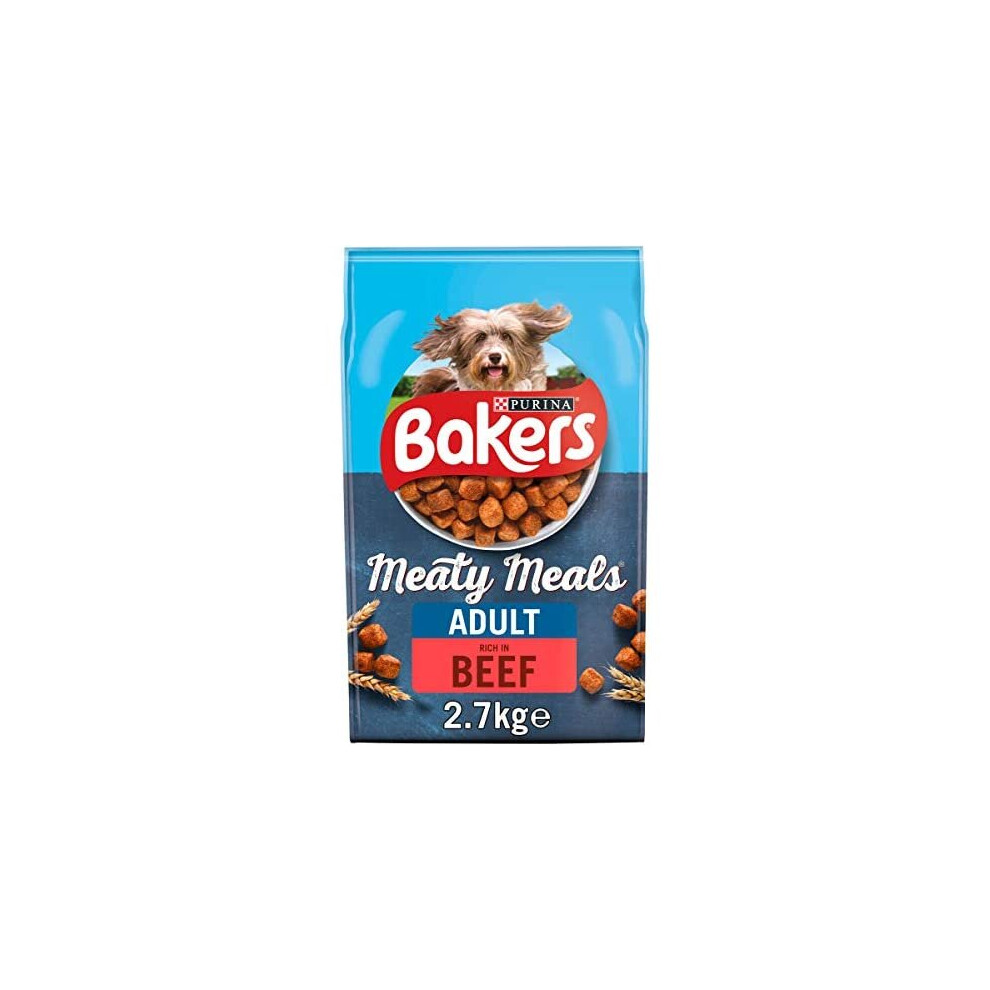 Bakers Meaty Meals Dry Dog Food, Beef, 2.7kg