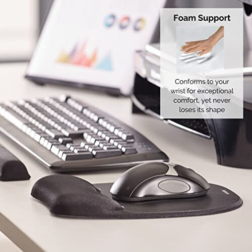 Fellowes Fellowes Memory Foam Mouse Mat with Wrist Support - Ergonomic Mouse Pad for Computer Laptop - Black 2