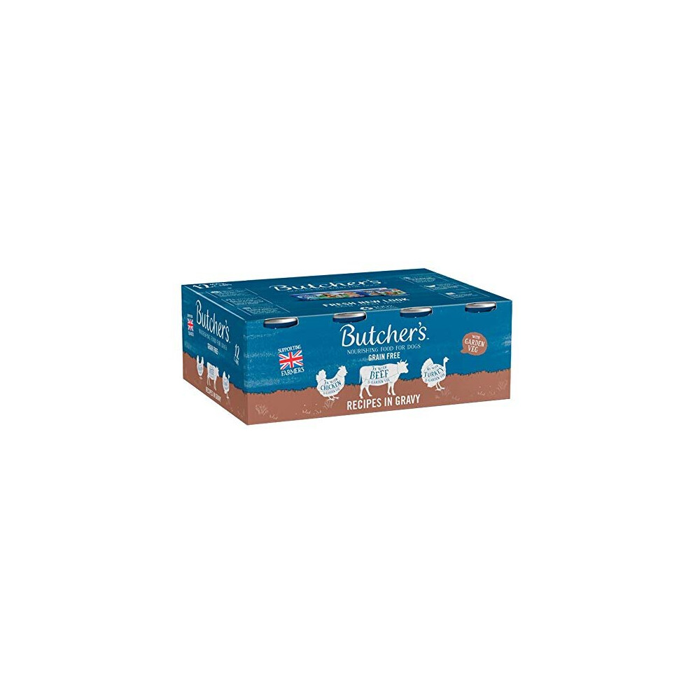 Butcher's Recipes Dog Food In Gravy Tins, Pack Of 12