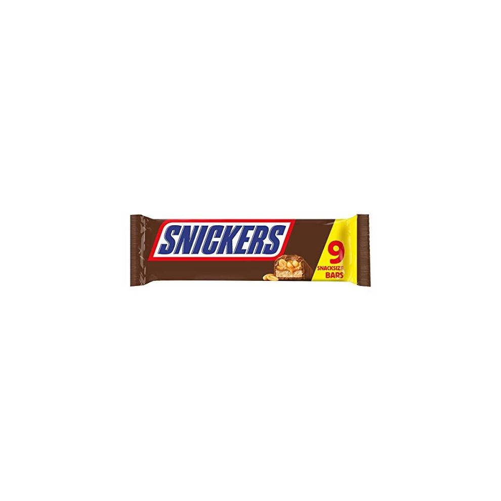 Snickers 9 Bars Pack 9x35.5, 319.5g, Jam-packed with milk chocolate with soft nougat and caramel centre with fresh roasted peanuts