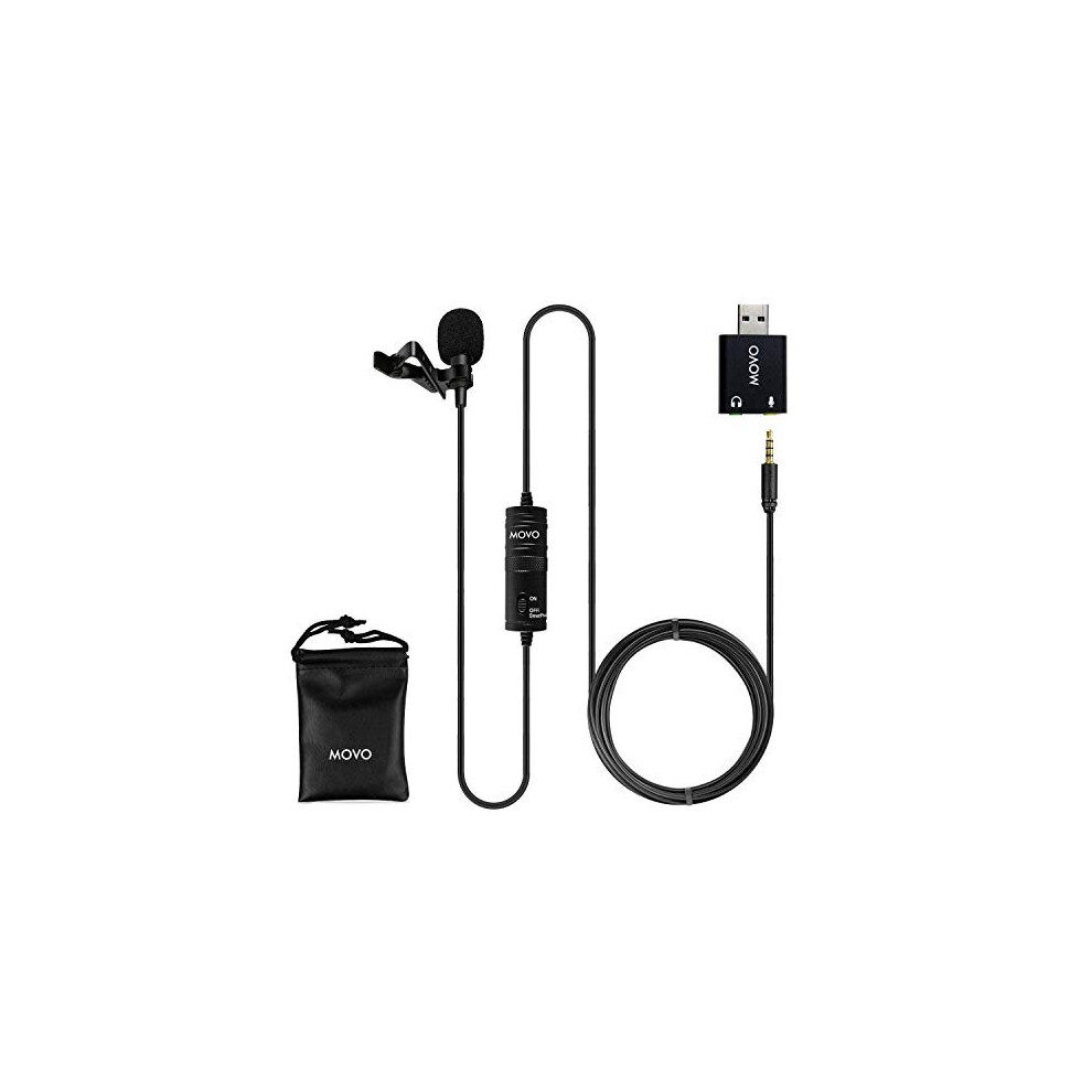 Photos - Microphone Movo Universal Lavalier USB  for Computer with USB adapter compatible with Laptop, Desktop, PC and Mac, Smartphone 