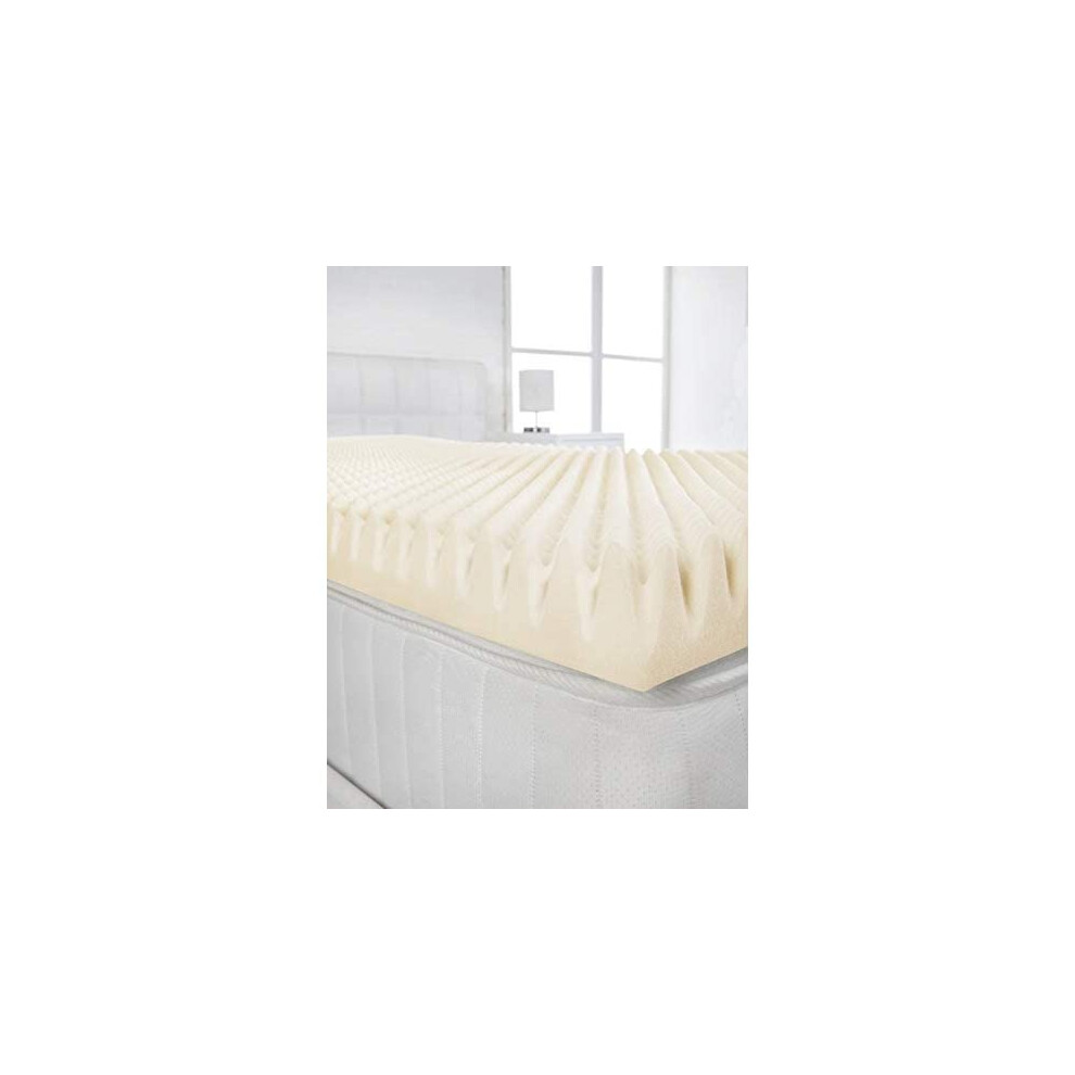 Littens 4" (100Mm) Extra Deep Double Bed Size Visco Memory Foam Mattress Topper Profile, Egg Shell Crate Box, Orthopaedic, Support, Plain Re