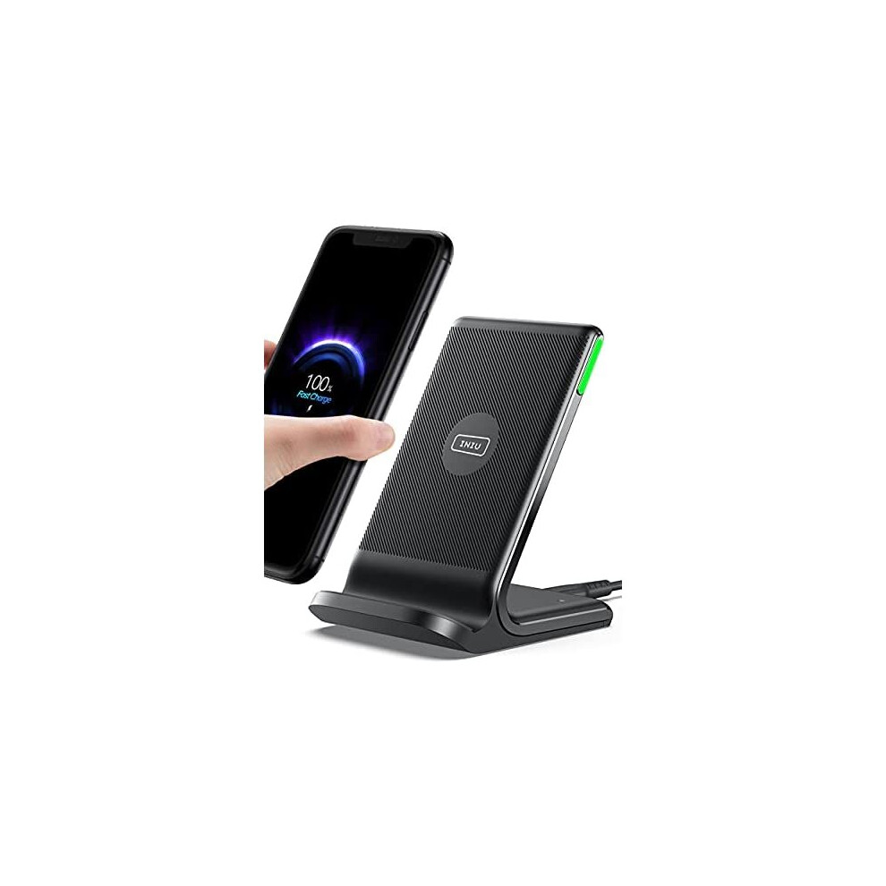 INIU Wireless Charger, 15W Fast Wireless Charging Stand Qi-Certified with Sleep-friendly Adaptive Light & Dual Charging Modes for iPhone 13 12 11