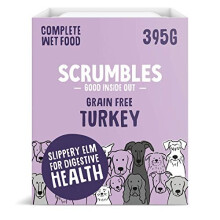 Scrumbles Natural Wet Dog Food, Grain Free Recipe with 70% Turkey and Slippery Elm, 7x 395g