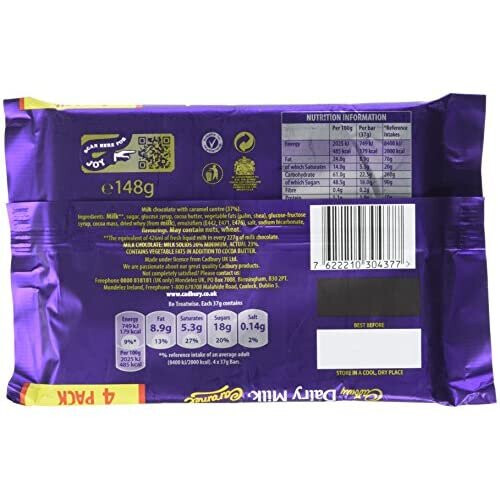 Cadbury Cadbury Dairy Milk Caramel Chocolate Bar, 4 X 37 g 1