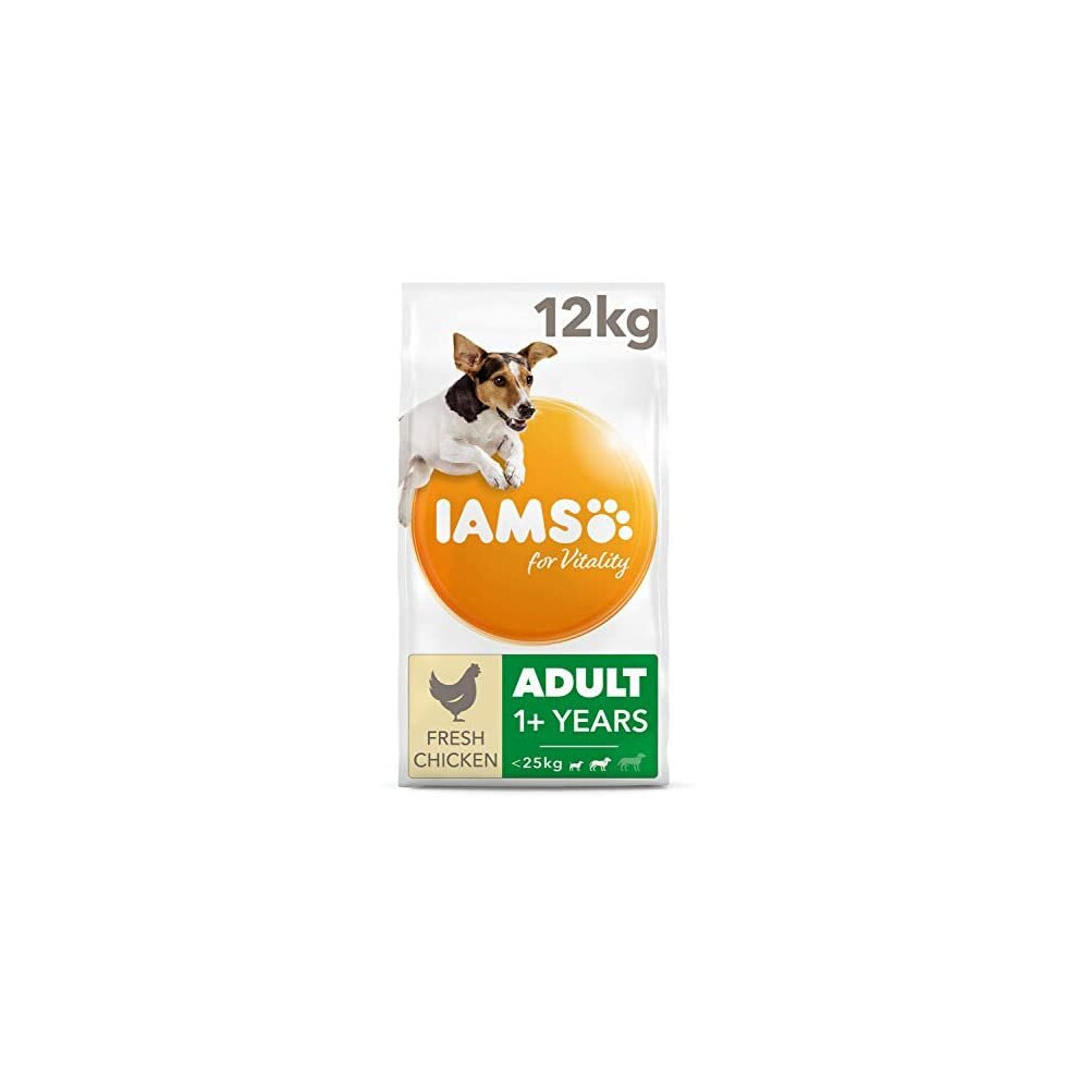 IAMS for Vitality Small/Medium Breed Adult Dry Dog Food with Fresh Chicken, 12 kg