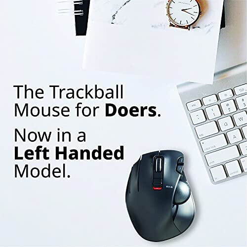 ELECOM Left-Handed 2.4GHz Wireless Thumb-operated Trackball Mouse, 6-Button Function with Smooth Tracking, Precision Optical Gaming Sensor (M-XT4 1