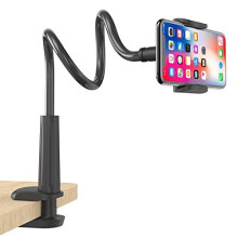 Gooseneck Phone Holder, Flexible Cell Phone Holder for Bed Lazy Arm Mount 360 Adjustable Phone Stand Clamp Bracket for iPhone Samsung, 4-6.5" Dev