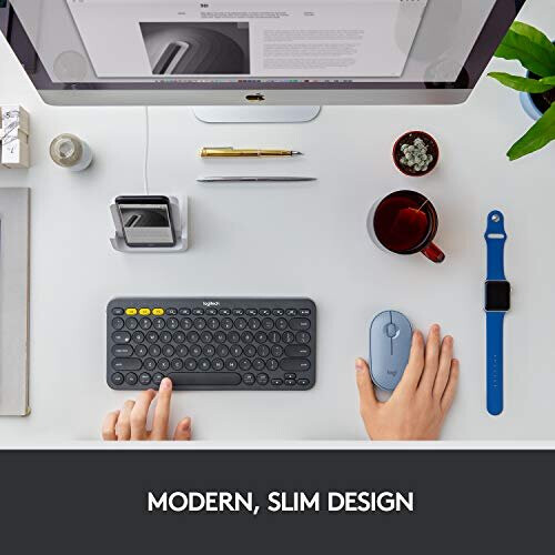 Logitech Logitech Pebble M350 Wireless Mouse with Bluetooth or USB - Silent, Slim Computer Mouse with Quiet Click for iPad, Laptop, Notebook, PC and Mac - 1