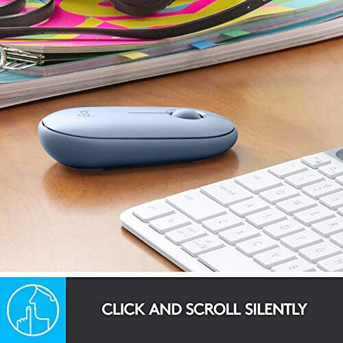 Logitech Logitech Pebble M350 Wireless Mouse with Bluetooth or USB - Silent, Slim Computer Mouse with Quiet Click for iPad, Laptop, Notebook, PC and Mac - 2