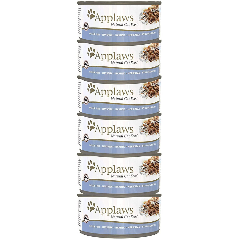 Applaws 100% Natural Wet Cat Food, Ocean Fish, 156g Tins Pack of 6