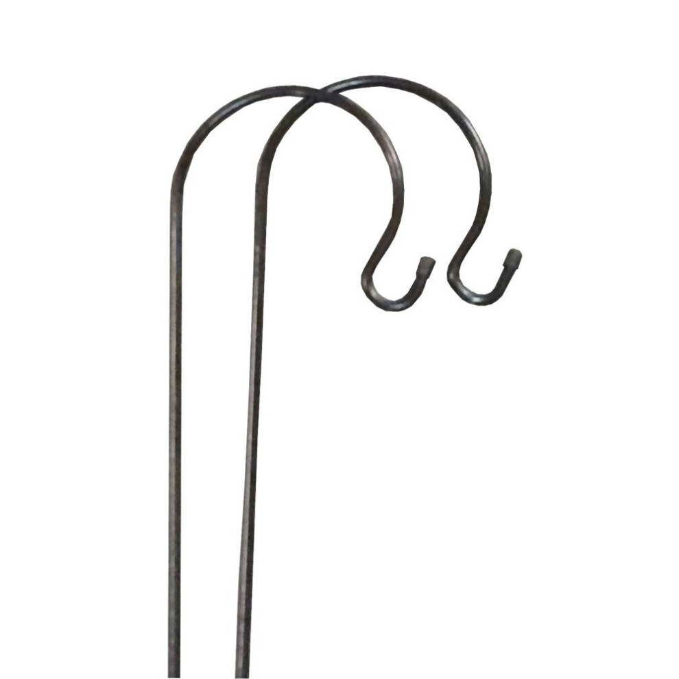 2 x Shepherds Crook Black Metal Garden Border Hooks (1.2m)