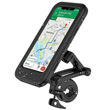 Bicycle Mobile Phone Holder, Waterproof Phone Mount with Touch Screen, 360 Rotation, Height Adjustable for Motorcycle Bike Handlebar GPS For IPh