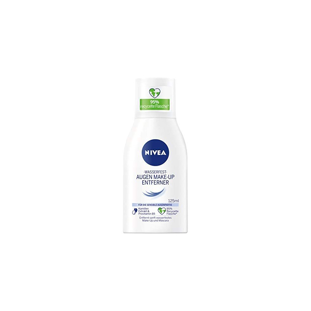 NIVEA Waterproof Eye Makeup Remover (125ml), Gentle Makeup Remover with Chamomile Extract and Provitamin B5, Removes Even Waterproof Mascara and