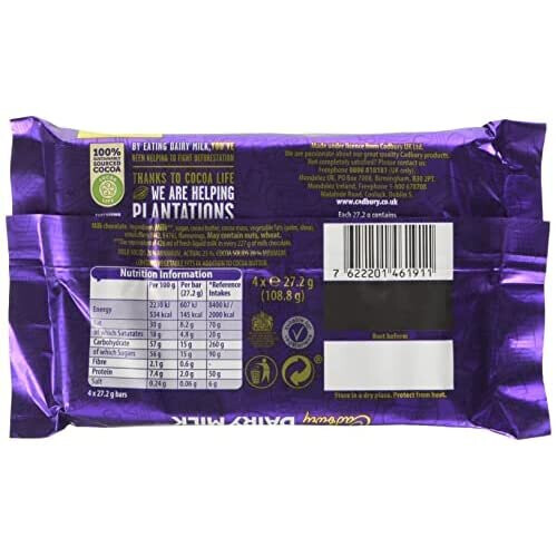 Cadbury Cadbury Dairy Milk Chocolate Bar 4 Pack 108.8g, 1