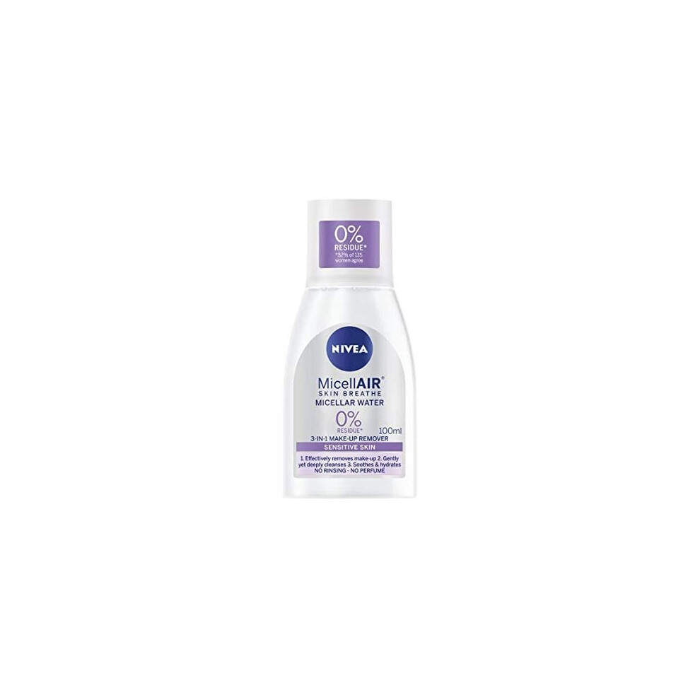 NIVEA MicellAIR Skin Breathe Micellar Water (100 ml), 3-in-1 Sensitive Make Up Remover, Micellar Cleaning Water, Gentle Moisturiser for Women