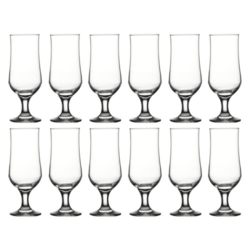 (12) Pasabahce 385ml Stemmed Drinking Beer Glass Glass