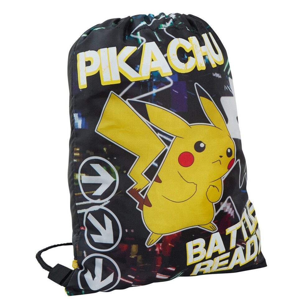 (One Size) Kids Pokemon Glow In The Dark Drawstring Gym Bag Pikachu School PE Swim Bag