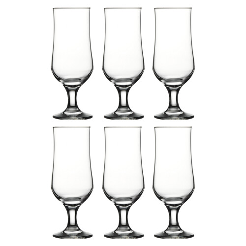 (6) Pasabahce 385ml Stemmed Drinking Beer Glass Glass