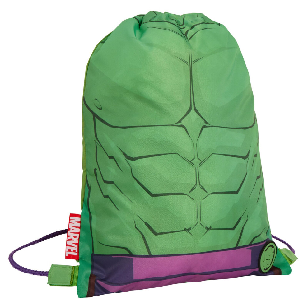 (One Size) Boys Marvel Hulk Drawstring Gym Bag Avengers Sports Swimming PE Kit Backpack