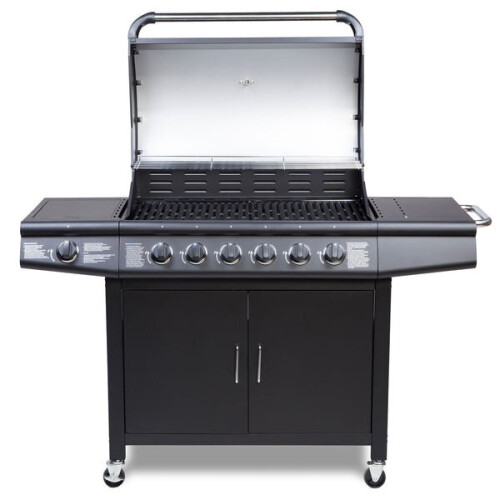 CosmoGrill (Black) CosmoGrill 6+1 Pro Gas Burner BBQ with Side Burner 1